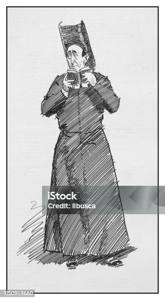 Antique Illustration Priest Stock Illustration - Download Image Now - 19th Century, Adult, Adults Only