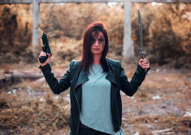 istock Woman post apocalyptic warrior 1150951570
