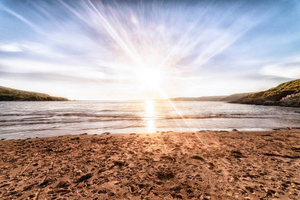 360 VR Swanage Bay in Dorset with pebbles on the shore
