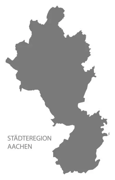 Vector illustration of Städteregion Aachen grey county map of North Rhine-Westphalia DE