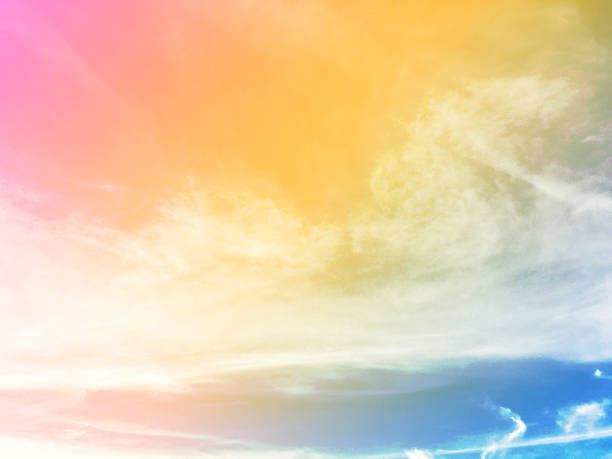 istock Pastel Clouds Sky Nature. Pastel Colored Gradient Pink, Blue to Orange Abstract Background Great for Any Use. 1150958390