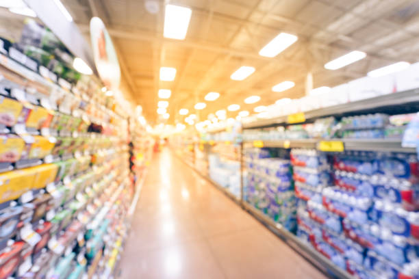 istock Blurry background coffee and tea selection at American grocery store 1150960157