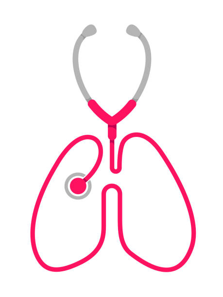 Stethoscope in human lung shape. Checking on lung, medical concept. Vector illustration isolated on white background. respiratory system stock illustrations