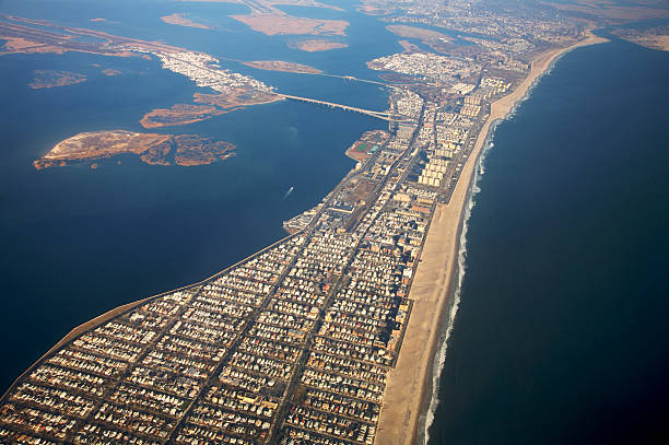 travel series - long island NYC Long Island New York Rockaway beach from above from jet window eyecrave stock pictures, royalty-free photos & images