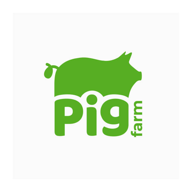돼지 농장 아이콘 - pig piglet butcher ranch stock illustrations