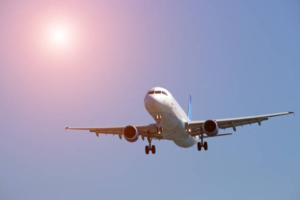istock A passenger plane flies on a blue sky 1150969052