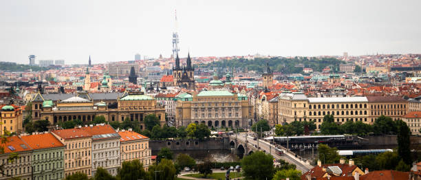 istock Panoramic top view of Prague old town 1150969194