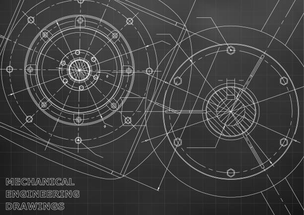 機械図面。エンジニアリングイラストレーションの背景 - blueprint electrical component engineer plan点のイラスト素材／クリップアート素材／マンガ素材／アイコン素材
