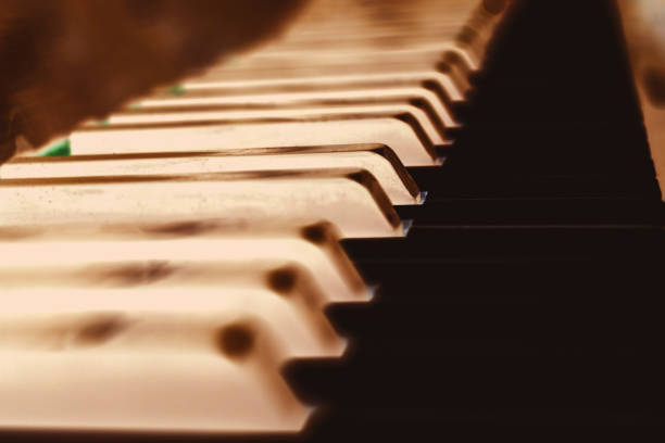 istock Close up piano keys in negative image 1150971512
