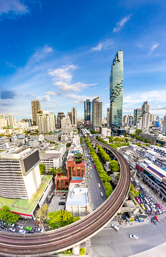City view of Bangkok city  and subway station Thailand