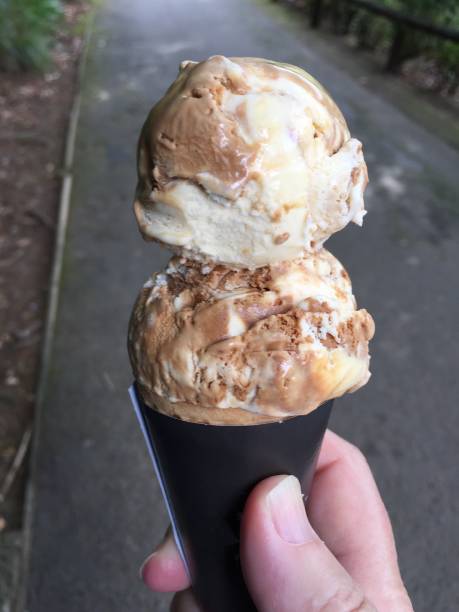 Double scoop coffee flavoured ice cream