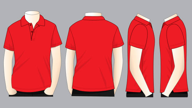 поло рубашка вектор для шаблона - shirt polo shirt red collar stock illustrations