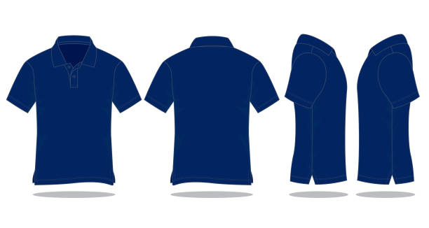 Polo Shirt Vector for Template Navy Blue Color polo shirt stock illustrations