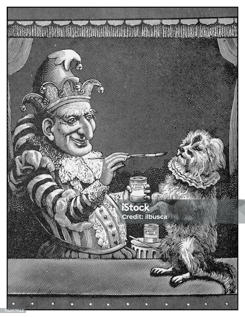 Antique illustration: Dog make up Engraved Image stock illustration