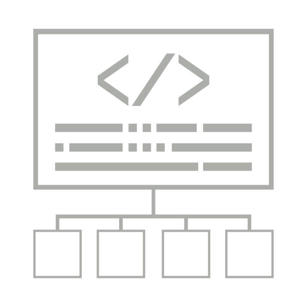 Conceptual map with a pair of brackets Conceptual map with a pair of brackets. Programming code - Vector java colombia stock illustrations