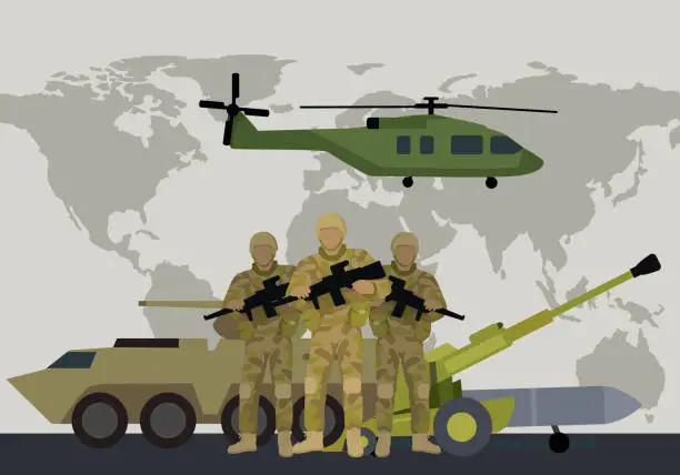 Vector illustration of Armed Forces Vector Concept in Flat Design