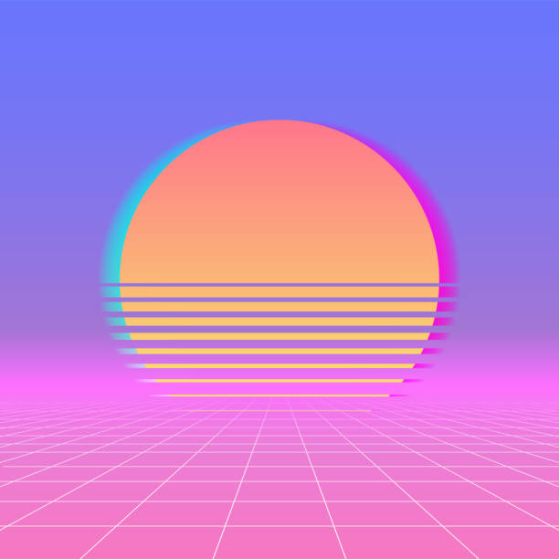 istock Sun neon retro 80s background. Vector neon sunset, futuristic sun space 1150981738