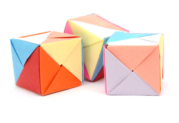 istock Stacking of origami paper cubes 1150981856