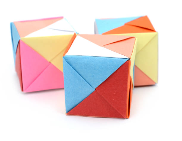 istock Stacking of origami paper cubes 1150981924