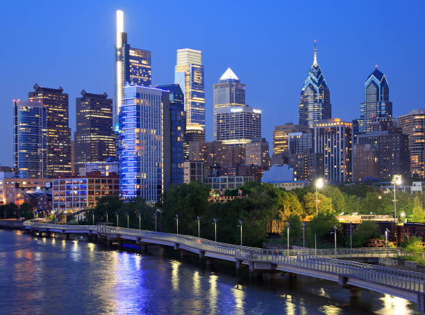 istock Philadelphia skyline at night with the Schuylkill River on the foreground 1150983339