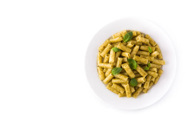 A Bowl of Penne Pasta with Pesto Sauce