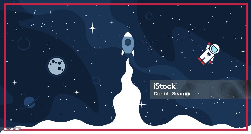 Space Building Background Vector Vector Flat Space Exploration Design Background Stock Illustration ...