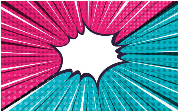 Bright pink and blue versus retro comic background Bright pink and blue exploding striped versus retro comic background with dotted halftone corners. Cartoon pop art vs bubble with dark and light stripes for comics book, advertising design, poster quotes about winning stock illustrations