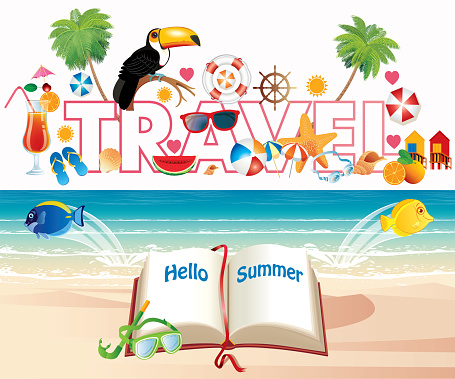 VECTOR BEACH TRAVEL AND HELLO SUMMER