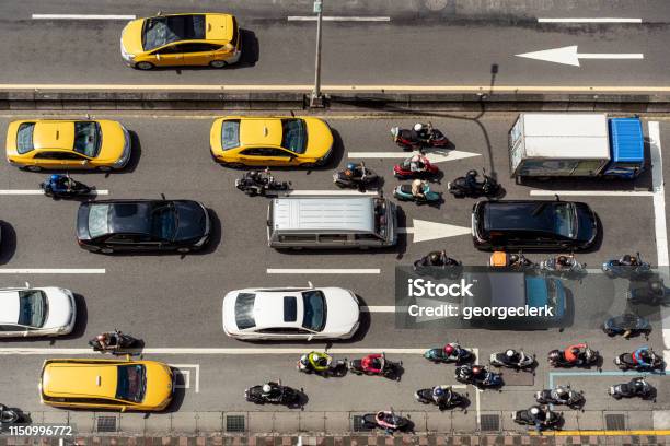 Busy Streets From Above Stock Photo - Download Image Now - Motorcycle, Traffic, Car