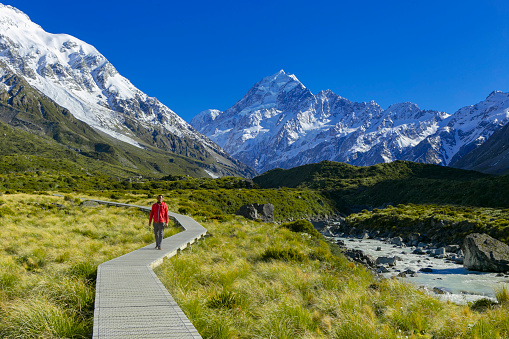 Indonesian Traveler is hiking in Mt. Cook Area, New Zealand