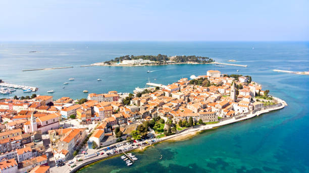 Aerial view  of old town Porec, Istria, Croatia Skyline of old town Porec, Istria, Croatia istria photos stock pictures, royalty-free photos & images