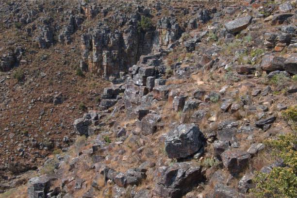 View of Morro do Bimbe rocks in Huila stock photo