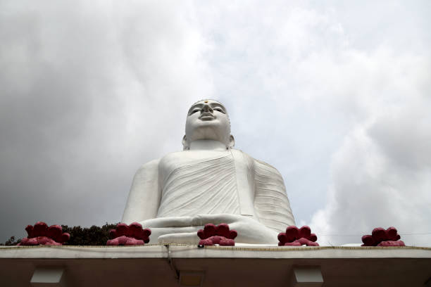 Bahiravokanda Vihara Buddha Statue on the top of the Bahirawa Kanda hill in Kandy, Sri Lanka.