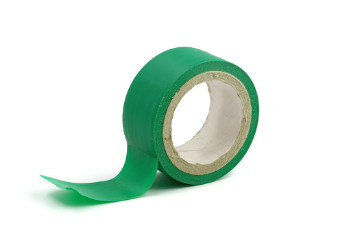 green insulating tape isolated on a white background.