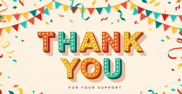 Vector illustration of Thank you retro card