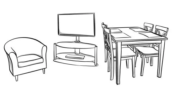 Vector illustration of Simple Apartment Furniture