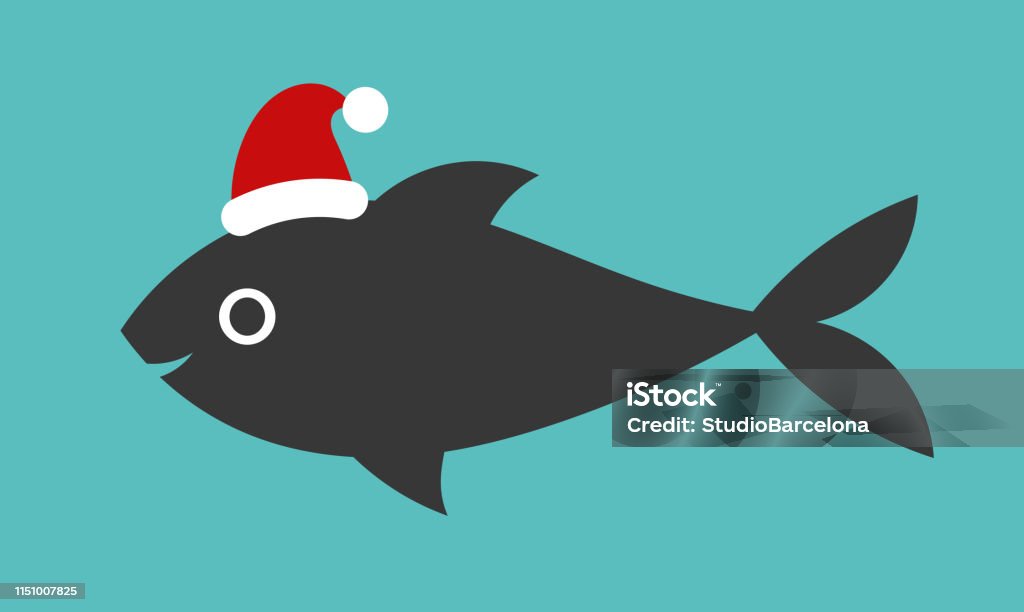 Christmas fish in Santa hat. Christmas fish in Santa hat. Vector illustration. Fish stock vector
