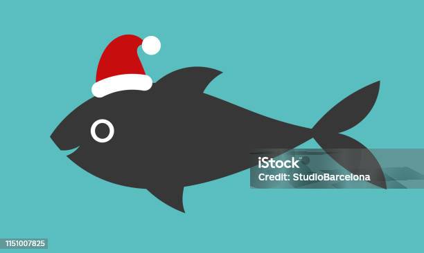 Christmas Fish In Santa Hat Stock Illustration - Download Image Now - Fish, Santa Hat, Santa Claus