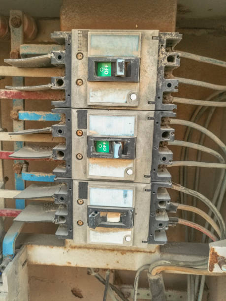 istock heavy duty industral circuit breaker with an electric cables 1151008302