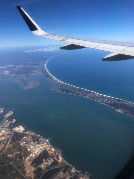 Aeroplane wing shot through aircraft window