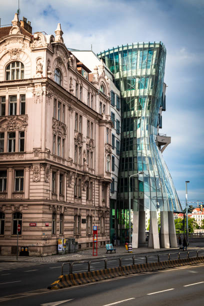 Dancing house in Prague Prague, Czech Republic - may 11 2019: Dancing House in Prague, Czech republic, built by architects Vlado Milunic and Frank Gehry dancing house prague stock pictures, royalty-free photos & images