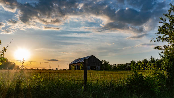 istock Scenic rural countryside with old barn in a field 1151012473