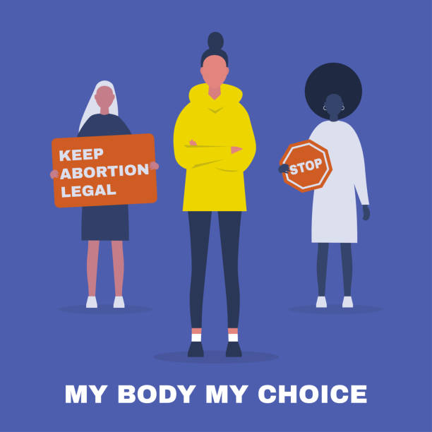 moje ciało mój wybór. zachowaj legalność aborcji. protest feministyczny. praw człowieka. płaska edytowalna ilustracja wektorowa, obiekt clipart - protest stop gesture stop sign no stock illustrations