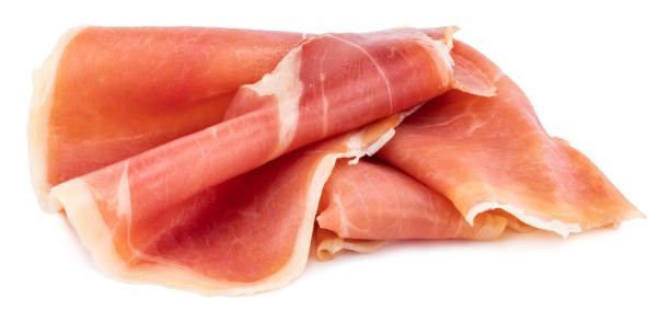 istock Italian prosciutto crudo or jamon. Raw ham. Isolated on white background 1151016419