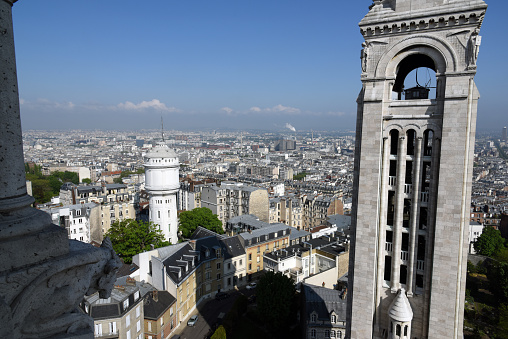 Paris - Panoramic view. The image was captured during springtime from the famous montmartre hill. Paris is the capital of France and with its 2.1M population one of the largest cities in europe.