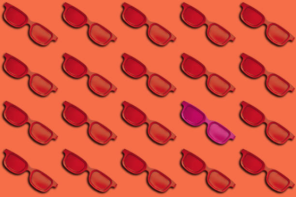 istock Red glasses on a coral orange background. Summer concept. 1151017247