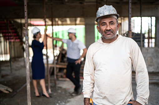 Portrait of a construction worker in a construction site