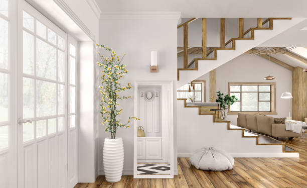 istock Interior of modern hall in house 3d rendering 1151022487