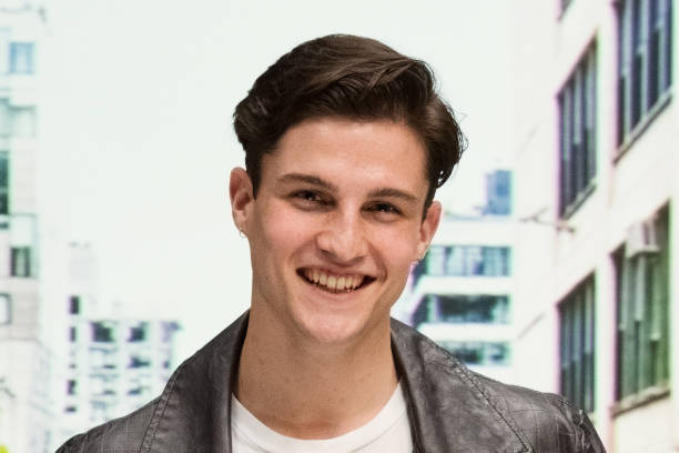 istock Close up view of attractive man wearing a leather jacket 1151024865