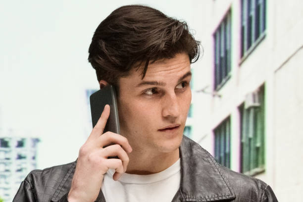 istock Close up view of attractive man wearing a leather jacket 1151025018